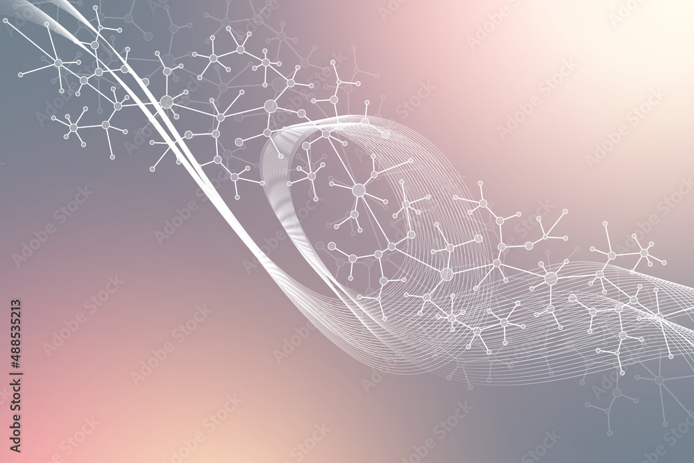 Fototapete Quantum computer technology concept. Deep learning artificial intelligence. Big data algorithms visualization for business, science, technology. Waves flow, illustration.