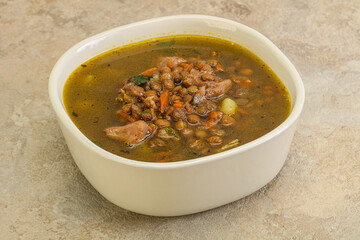 Lentil soup with chicken and vegetables