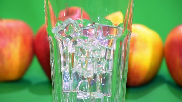 apple juice pouring into a glass slow motion 4k chroma key