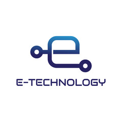 letter E technology logo design