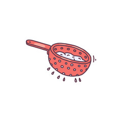 Flour sieve kitchen equipment in hand drawn doodle style, vector illustration isolated on white background.