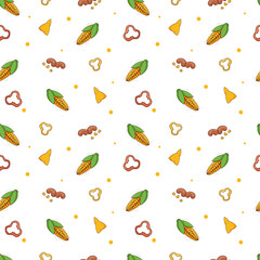 Seamless pattern featuring vegetables and Mexican food. Vector. Background.