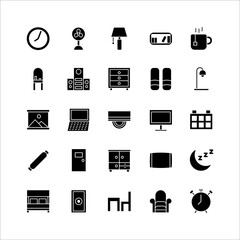 Bedroom icon set vector solid for website, mobile app, presentation, social media.