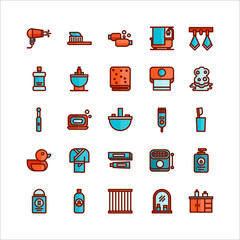 Bathroom icon set vector flat line for website, mobile app, presentation, social media.