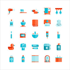 Bathroom icon set vector flat for website, mobile app, presentation, social media.