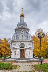 Fototapeta na wymiar Chapel of All Russian Saints in Yoshkar-Ola. Mari El Republic. Russia
