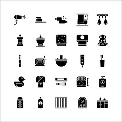 Bathroom icon set vector solid for website, mobile app, presentation, social media.