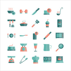 Kitchen icon set vector flat for website, mobile app, presentation, social media.