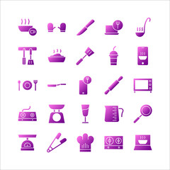 Kitchen icon set vector gradient for website, mobile app, presentation, social media.