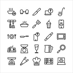 Kitchen icon set vector line for website, mobile app, presentation, social media.
