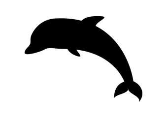 Jumping dolphin sea animal black silhouette icon vector. Marine mammal animal vector. Dolphin icon isolated on a white background