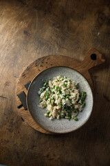 Homemade cauliflower rice with green pea