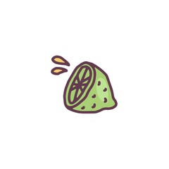 Lime cutted in half in hand drawn doodle style, vector illustration isolated on white background.