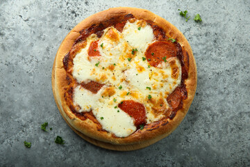 Homemade pepperoni pizza with cheese