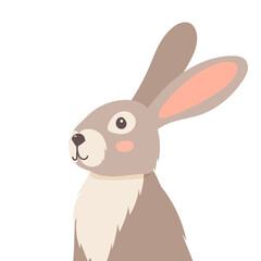 hare portrait flat design, cartoons, on white background isolated vector