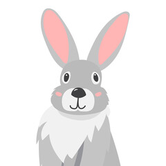 Fototapeta na wymiar hare portrait flat design, cartoons, on white background isolated