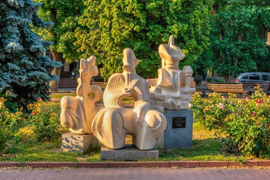 Historical city center of Khmelnitskyi in Ukraine