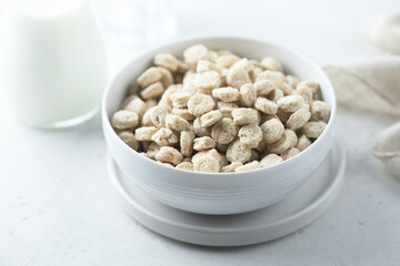 Healthy organic bran in a white bowl