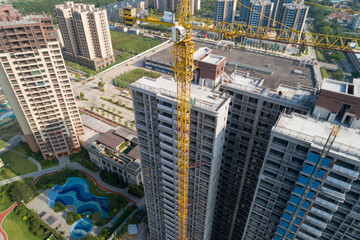 Aerial view of apartment construction site in China