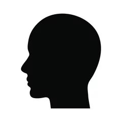 Poster Human head profile black shadow silhouette vector illustration isolated on white background. Head icon. © Maria