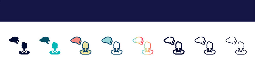 icon in 8 styles. line, filled, glyph, thin outline, colorful, stroke and gradient styles, vector sign. symbol, logo illustration. different style icons