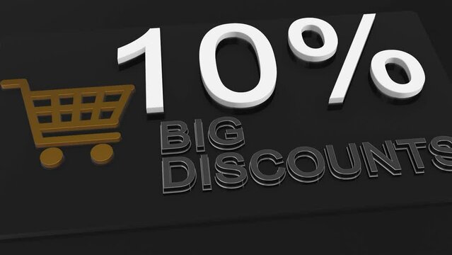 3D animated banner about big discounts of 10%