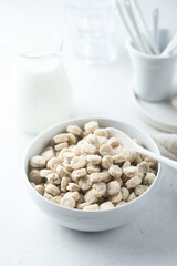 Healthy organic bran in a white bowl
