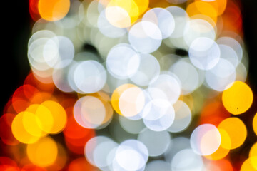 Abstract bokeh with white, yellow and red lights background illustration