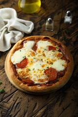 Homemade pepperoni pizza with cheese