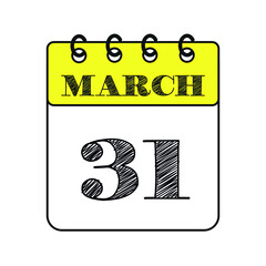 March 31 calendar icon. Vector illustration in flat style.