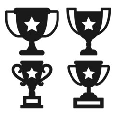 Black and white winner goblet silhouette set