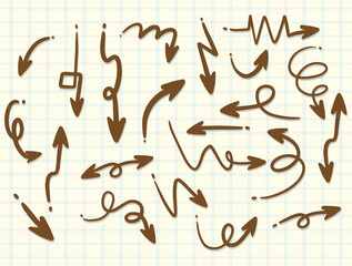 Set of arrows in different directions on white background