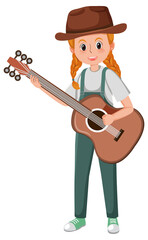 A female musician cartoon character on white background