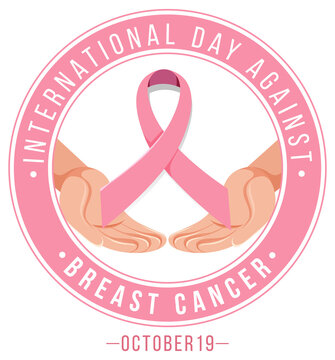 International Day Against Breast Cancer banner with pink ribbon symbol