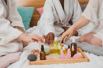 The set of the natural skincare products at the spa