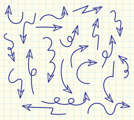 Set of arrows in different directions on white background