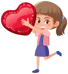 Little girl holding an inflatable heart