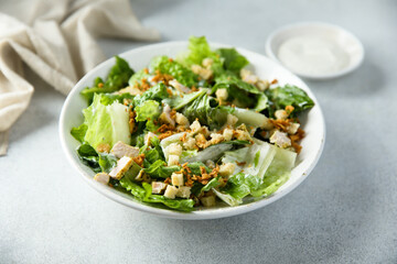 Traditional Caesar salad with chicken