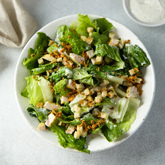 Traditional Caesar salad with chicken