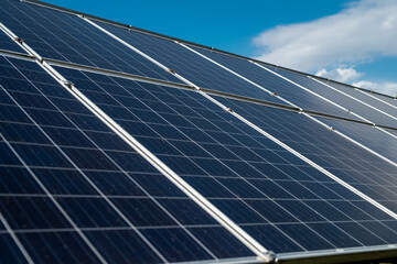new solar panels on sky background
