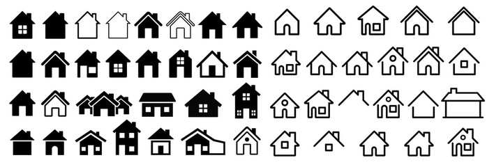 Home flat icon set vector illustration