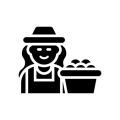 Lady Farmer Vector Solid Icon Design illustration. Agriculture and Farming Symbol on White background EPS 10 File