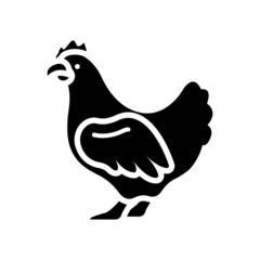 Hen Vector Solid Icon Design illustration. Agriculture and Farming Symbol on White background EPS 10 File
