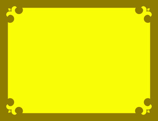 Golden yellow vector border frame. 
Background or album page. Simple rectangular horizontal billboard, plaque, signboard or label 