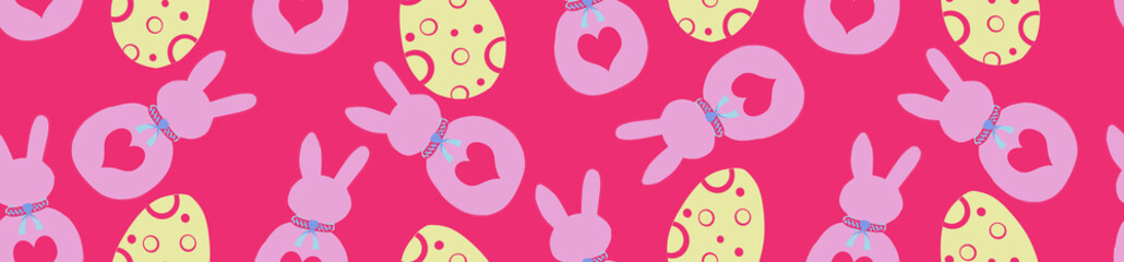 Colored border of Easter eggs and a hare.