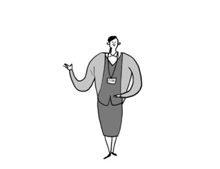 会社の制服を着た女性、キャリアウーマン（横、中央配置）
