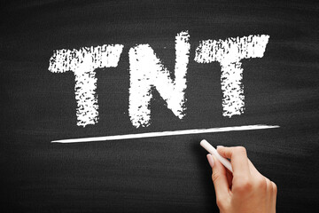 TNT - Today Not Tomorrow acronym, business concept on blackboard