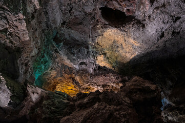 Cave Cueva de los Verdes on Lanzarote, Canary Islands.
