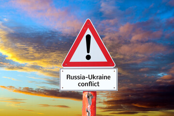 Warnschild Russia-Ukraine Conflict