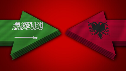 Albania vs Saudi Arabia Arrow Flags – 3D Illustration
